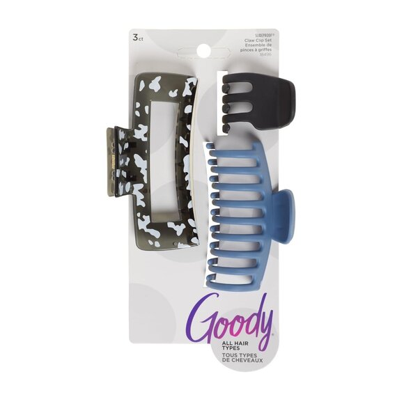 Accessories - SlideProof Rectangular Claw Clips, 3 Ct - 1 Small + 2 Large Claw Clips, Cool Ton